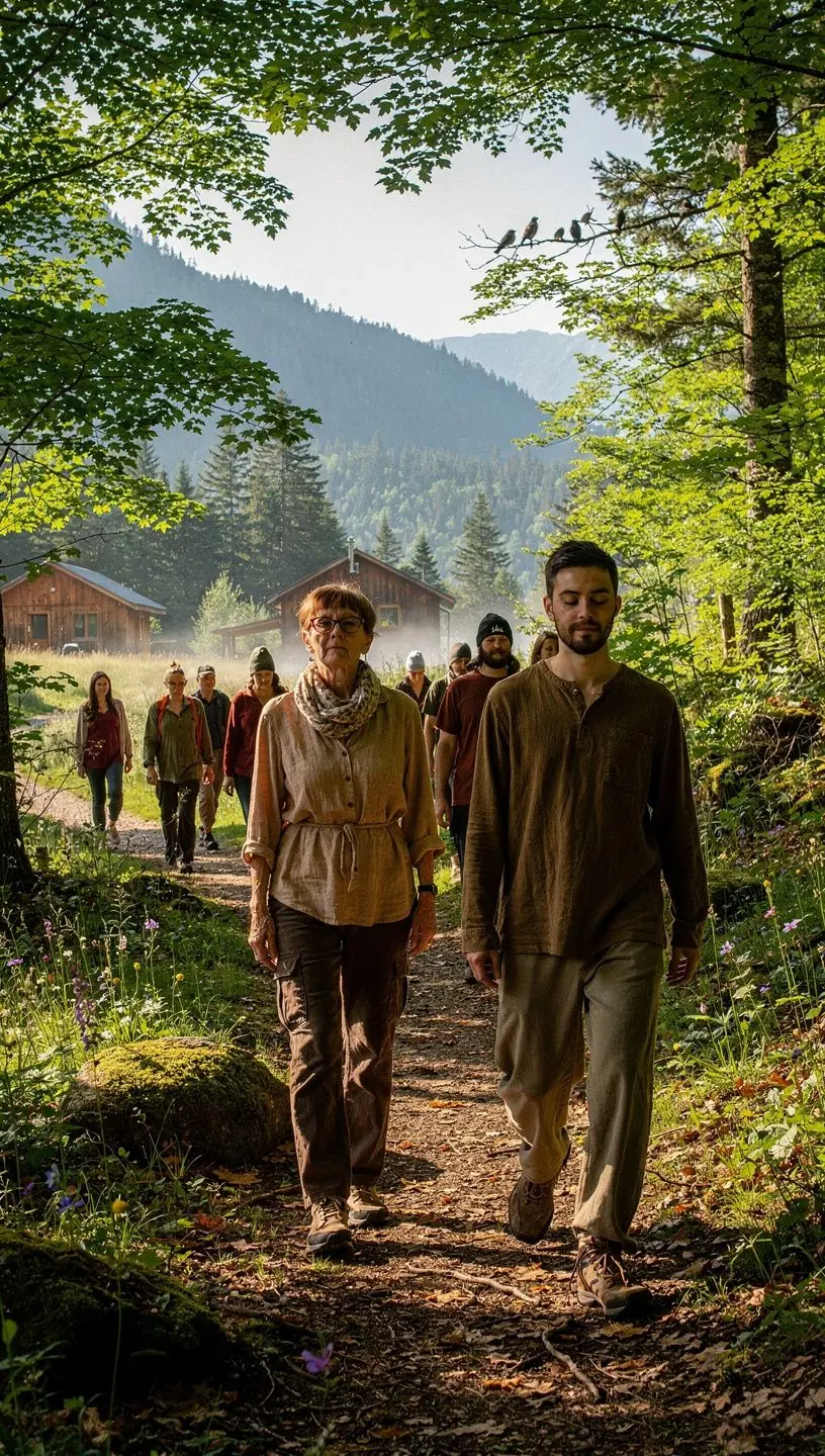 Un grupo de practicantes de yoga en una clase al aire libre, conectando con su energía y respiración en armonía.