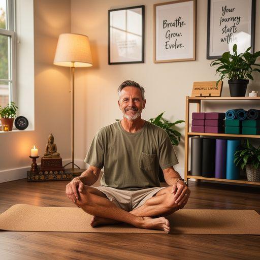 Practicantes de yoga sonriendo después de una sesión de meditación.